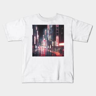 Neo Tokyo - Empty Street - Night Lights Kids T-Shirt